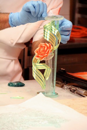Candy rose made in a sugar and pastry workshop at school in new york