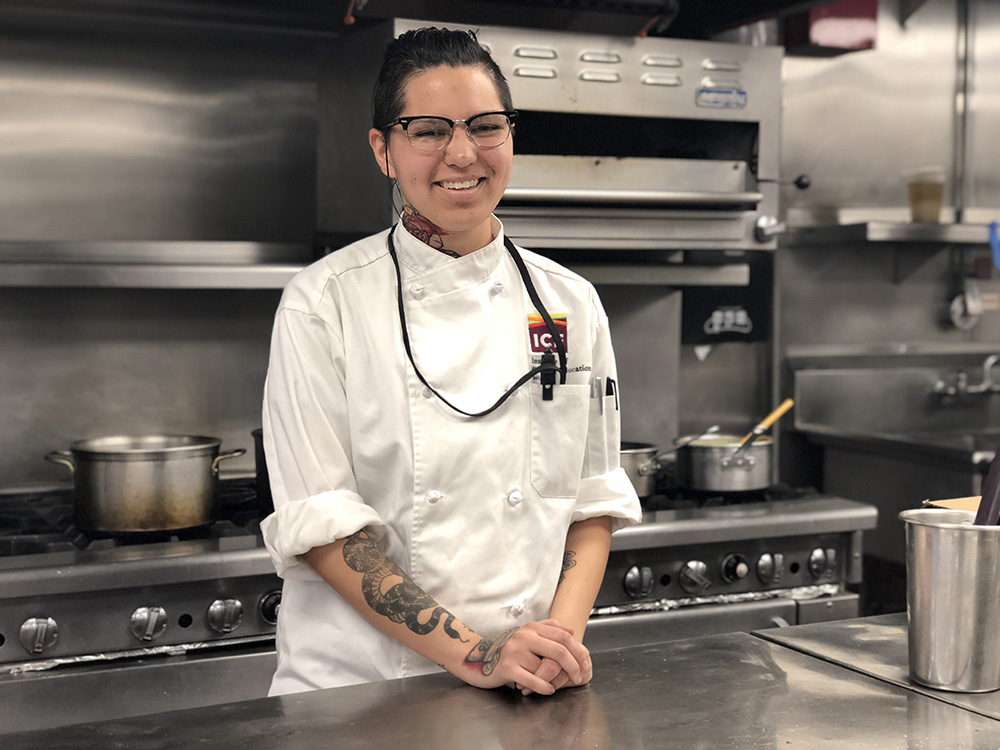 Dee Gomez is studying culinary arts at ICE's Los Angeles campus.