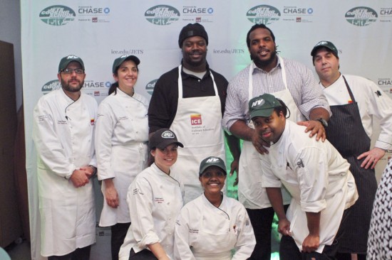 Posing with his fellow ICE Chef Instructors and NY Jets greats Willie Colon and Damon "Snacks" Harrison.