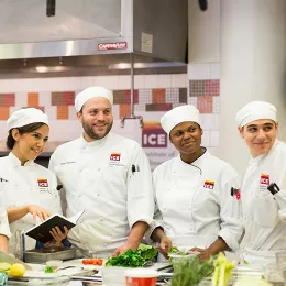 ICE students in a culinary school kitchen