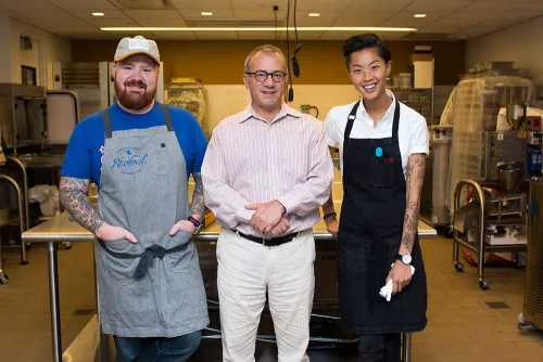 Top Chef contestants Kristen Kish and Kevin Gillespie visited ICE.