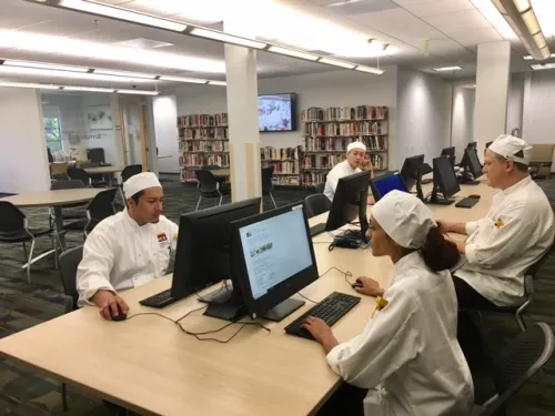Students study in the learning resource center