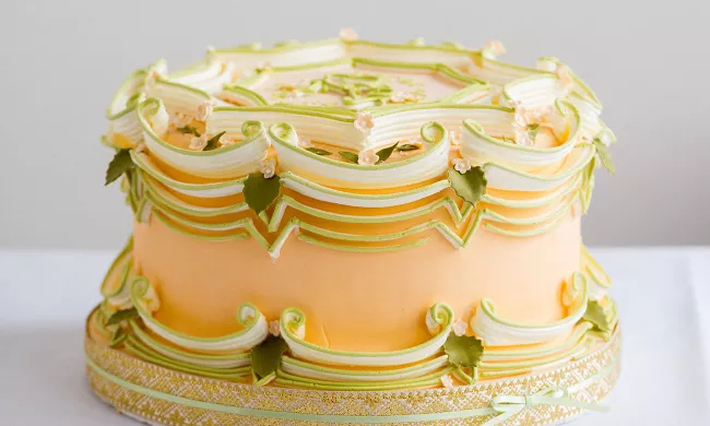A beautiful hand-piped cake 