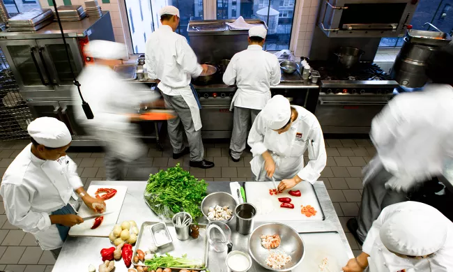 ICE Students get experience in professional kitchens with real world externships built into the curriculum.