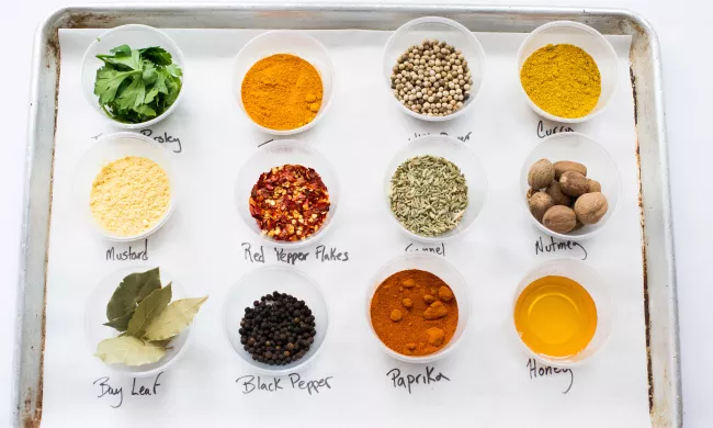various spices and ingredients