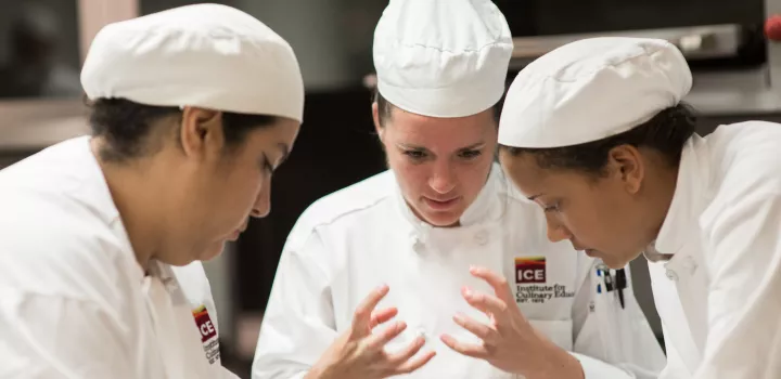 pastry arts students in culinary school