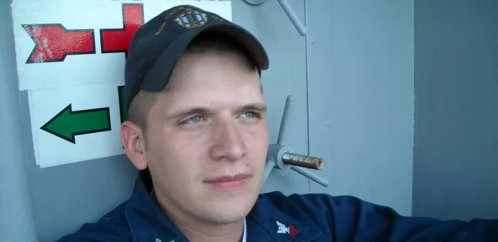 Chef Shawn Matijevich in his navy uniform