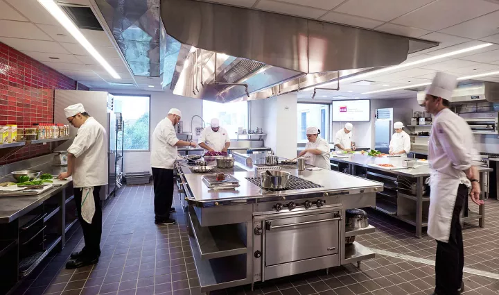 ICE Culinary school students working in the kitchen at the Institute of Culinary Education